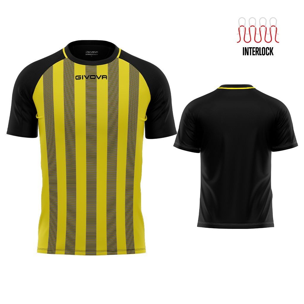 Maglia Givova Tratto Shirt Interlock MA031 Calcio Nero Giallo Unisex MA0311007