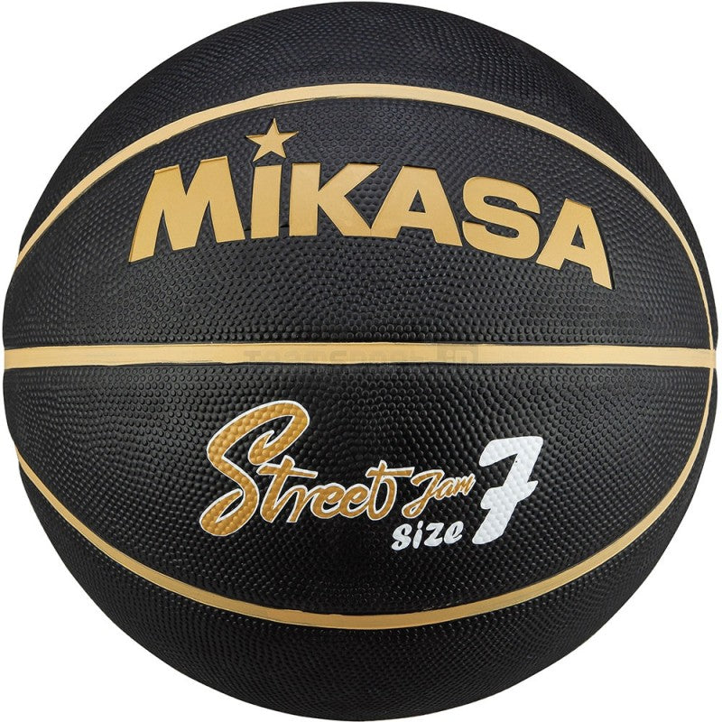Pallone da Basket Mikasa Street Jam Gomma Vulcanizzato Nero Oro N°7 BKGL