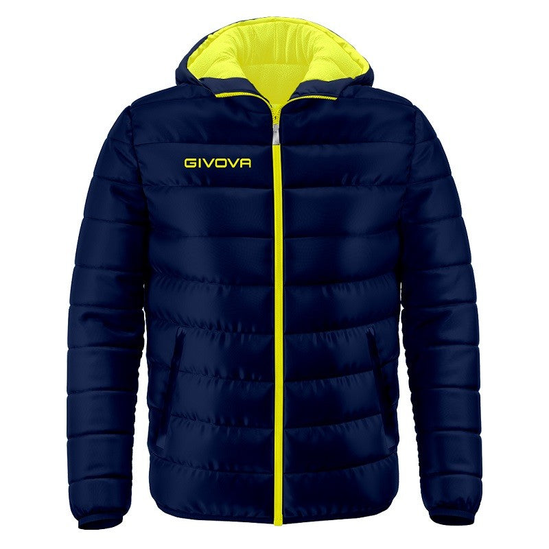 Giubbotto Givova Olanda G013 Piumino Adulto Unisex Blu Giallo Fluo G0130419