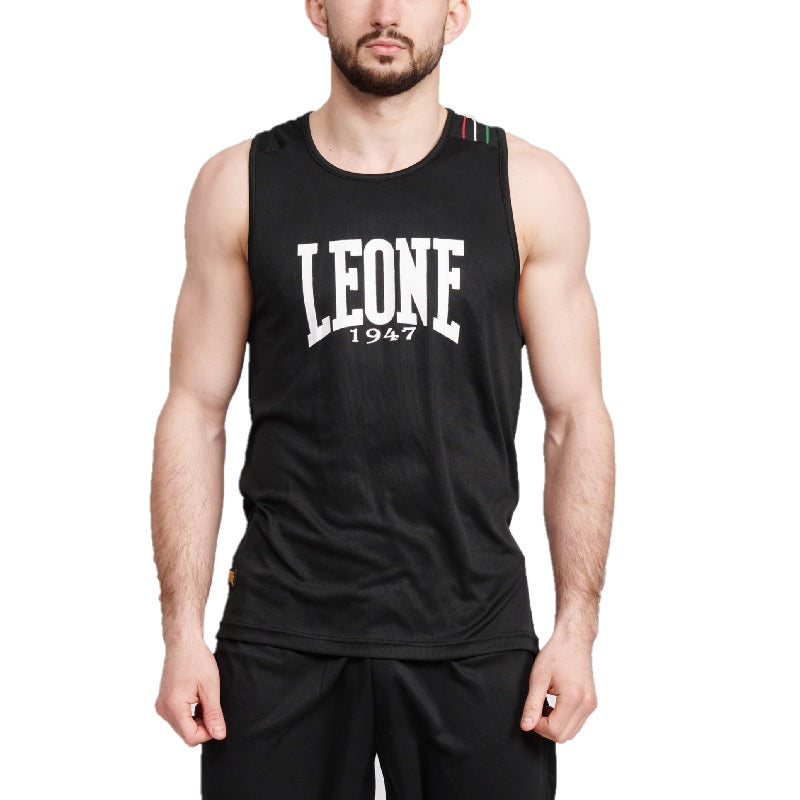 Canotta Leone AB226 Unisex Nera in Poliestere Boxe Arti Marziali