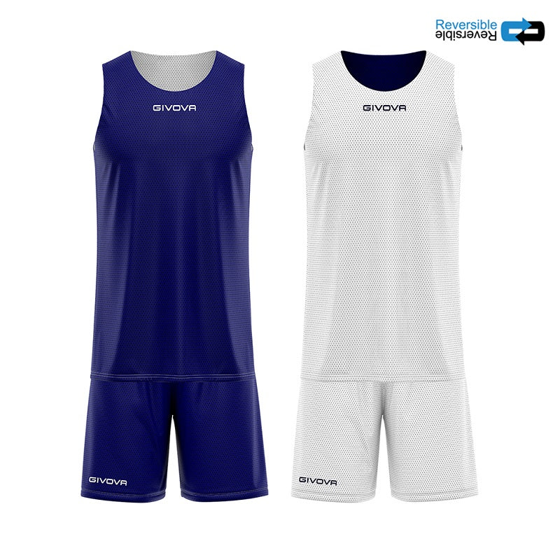 Completino da Basket Givova KIT REVERSE KITB06 Pallacanestro Reversibile Blu Bianco KITB06-0403