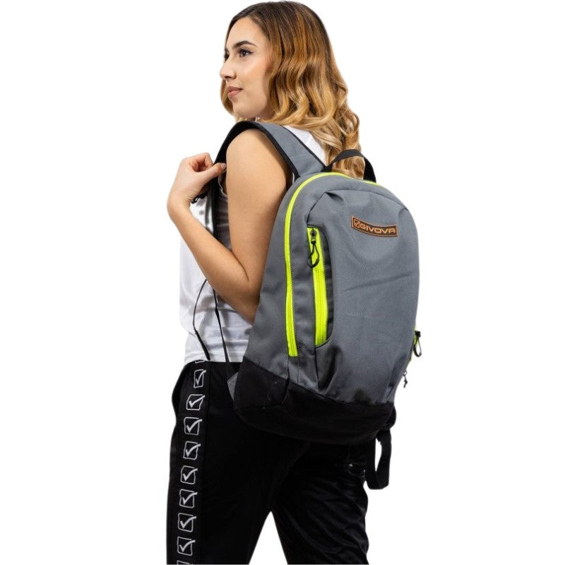 Zaino Pocket Givova B043 Multitasche Sport Grigio Scuro Giallo Fluo B0432319