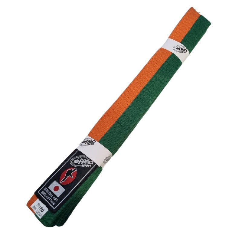Cintura da Karate Judo Effea EF565 Verde Arancio Cotone Arti Marziali