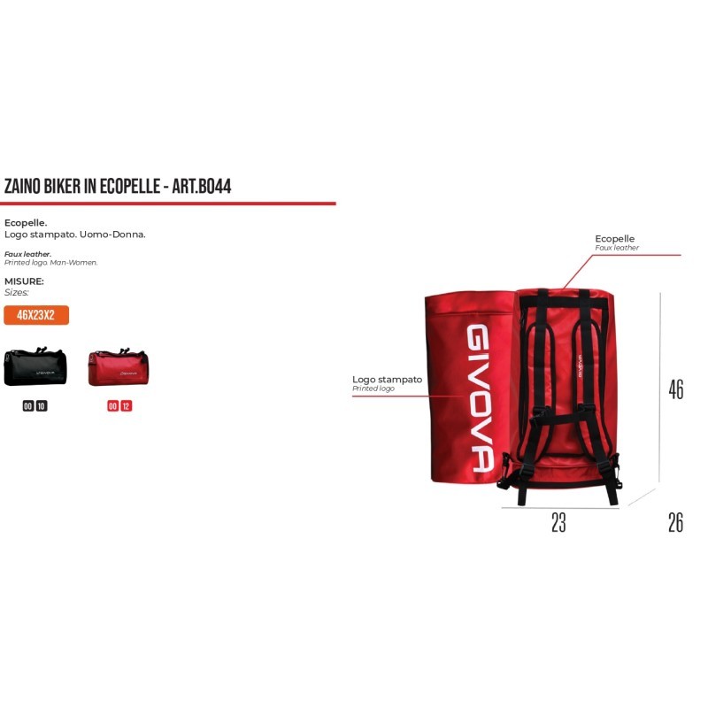 Zaino Biker in Ecopelle B044 Givova Rosso