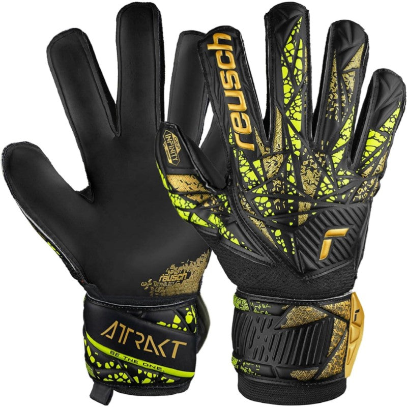 Guanto da Portiere Reusch Attrakt Infinity Finger Support Nero Oro 54707107739
