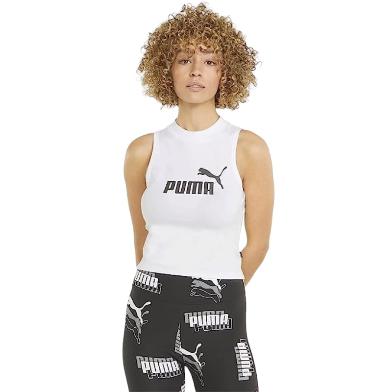 Canotta da Donna Puma ESS Crop Big Logo Cotone Bianca Tank 84833802