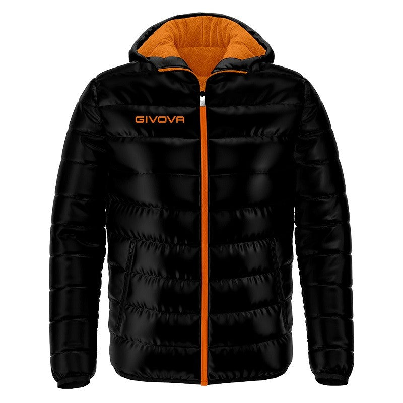 Giubbotto Givova Olanda G013 Piumino Adulto Unisex Nero Arancio Fluo G0131028