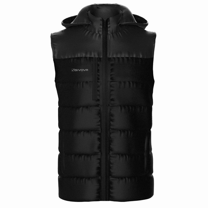 Giubbotto Smanicato Givova Prime G015 Piumino con Cappuccio Unisex Nero G0150010