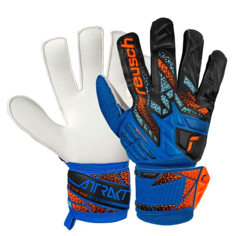 Guanti da Portiere Reusch Attrakt Solid Junior Blu Arancio Calcio 55725154467