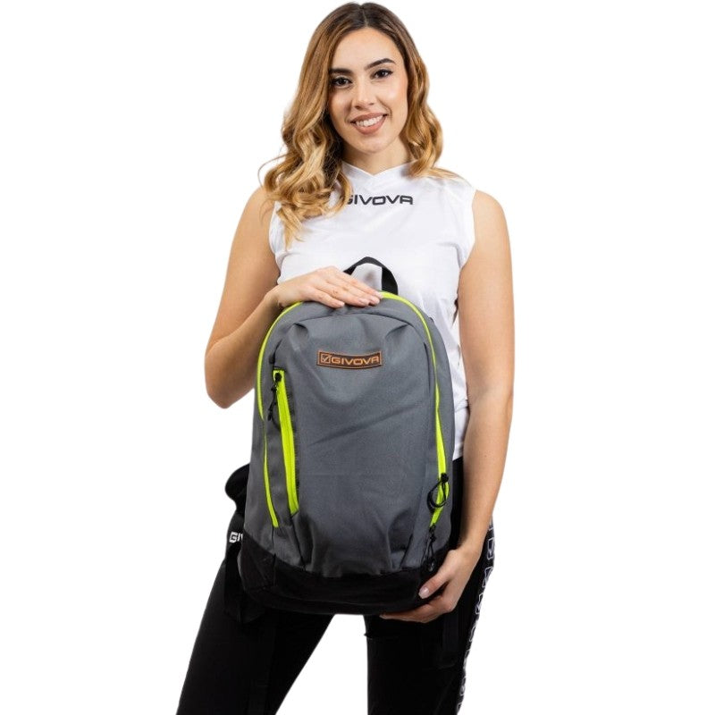 Zaino Pocket Givova B043 Multitasche Sport Grigio Scuro Giallo Fluo B0432319