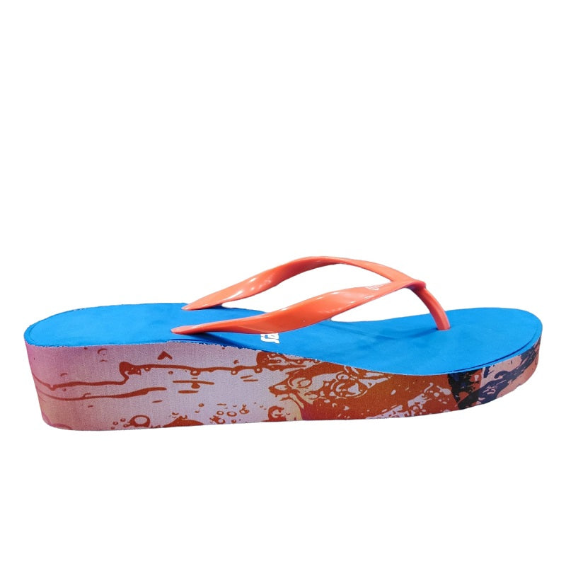 Infradito da Donna Mares High Thong Print Lady 441064BL Blu con Zeppa