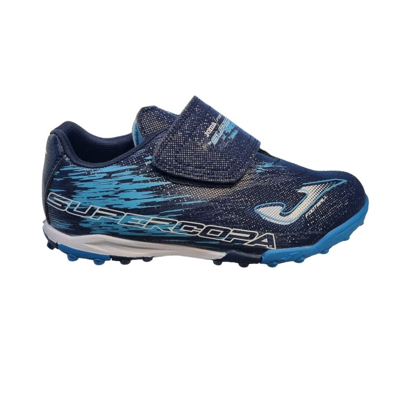 Scarpe da Calcetto Joma Supercopa Jr 2303 Turf Strappo Bambino Blu SCJS2303TFV