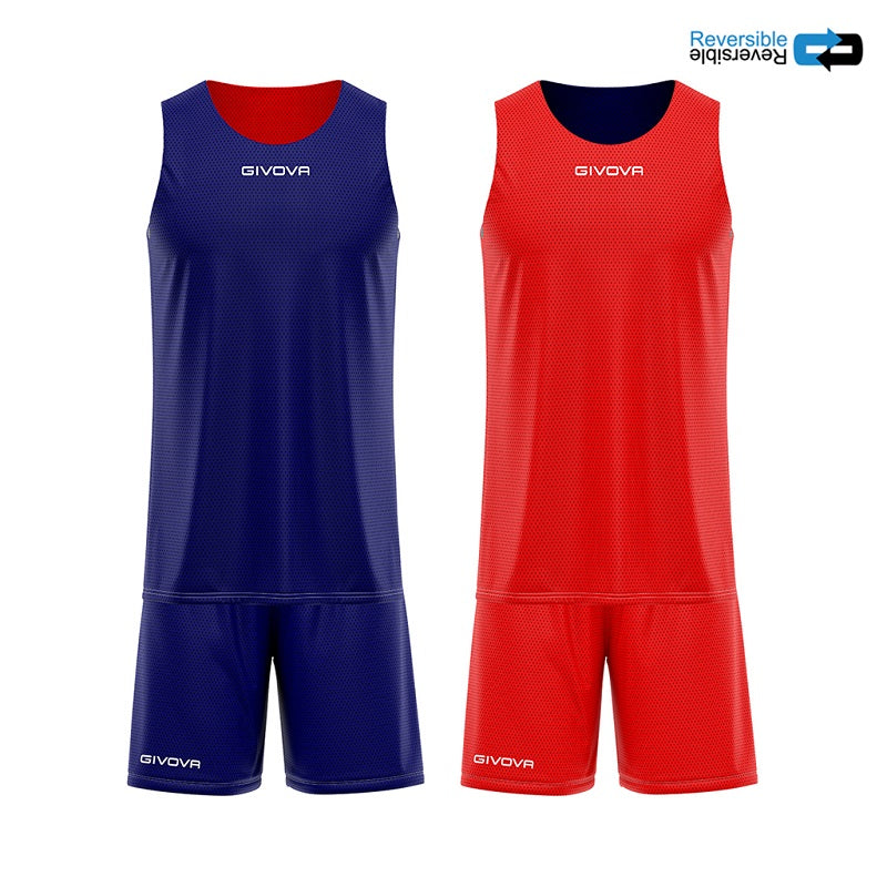 Completino da Basket Givova KIT REVERSE KITB06 Pallacanestro Reversibile Blu Rosso KITB06-0412