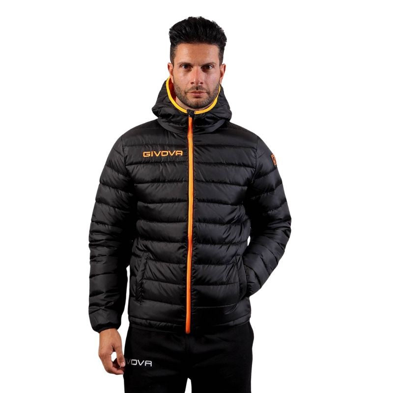 Giubbotto Givova Olanda G013 Piumino Adulto Unisex Nero Arancio Fluo G0131028