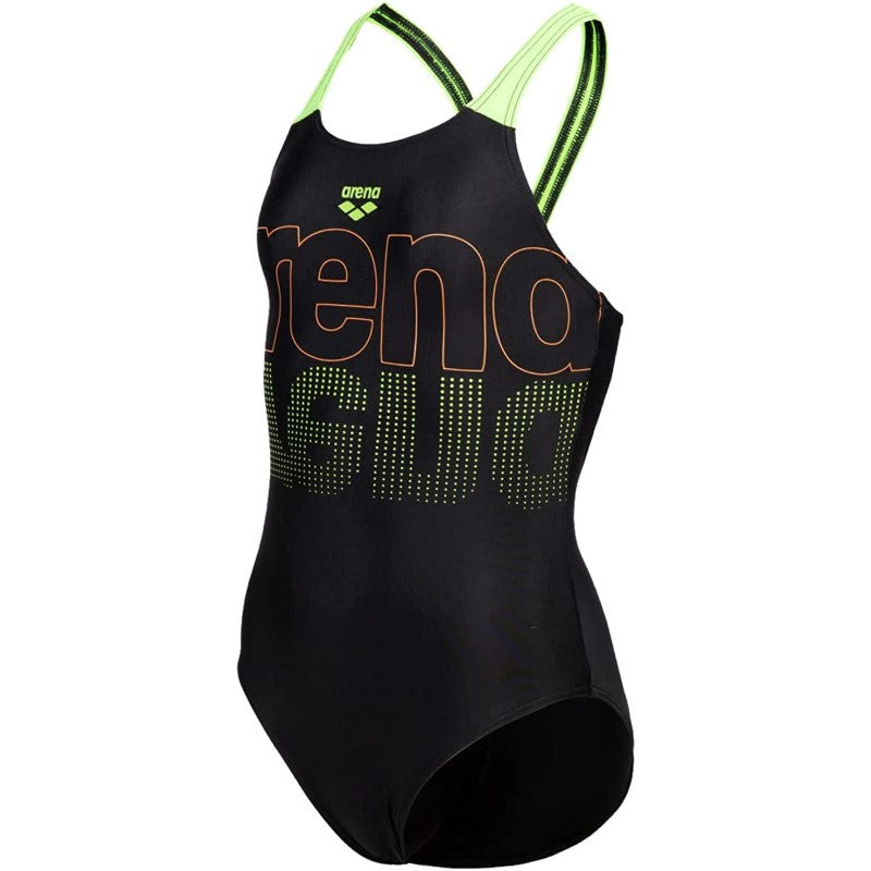 Costume da Ragazza Arena Intero Swimsuit V Back Graphic Piscina Nero 005538560