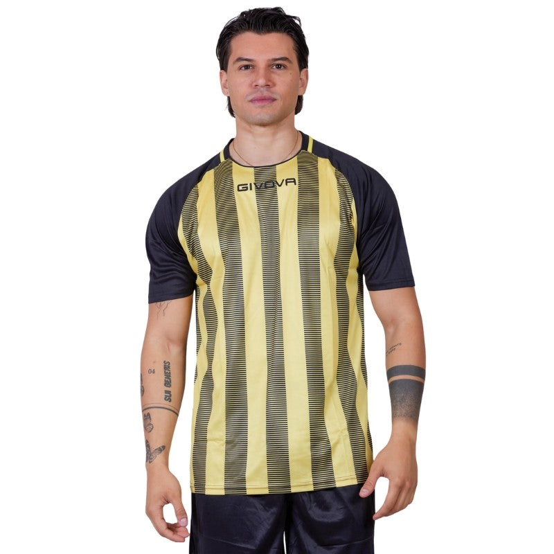 Maglia Givova Tratto Shirt Interlock MA031 Calcio Nero Giallo Unisex MA0311007