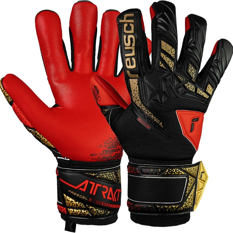 Guanti da Portiere Reusch Attrakt Freegel Silver Adulto Nero Rosso 55702357075
