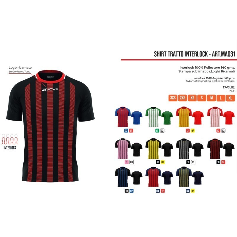 Maglia Givova Tratto Shirt Interlock MA031 Calcio Nero Giallo Unisex MA0311007