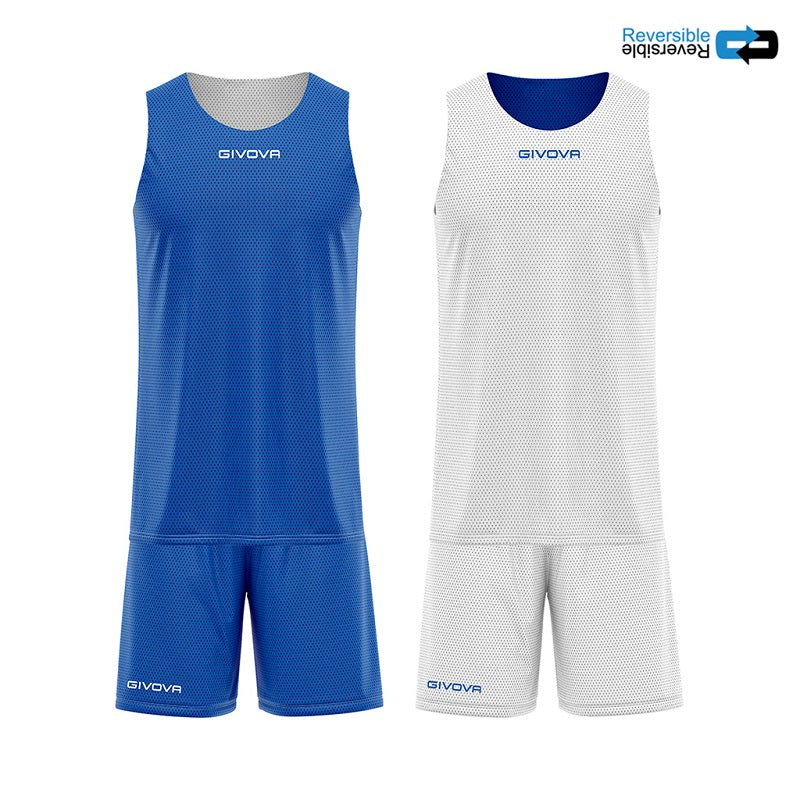 Completino da Basket Givova KIT REVERSE KITB06 Pallacanestro Reversibile Azzurro Bianco KITB06-0203