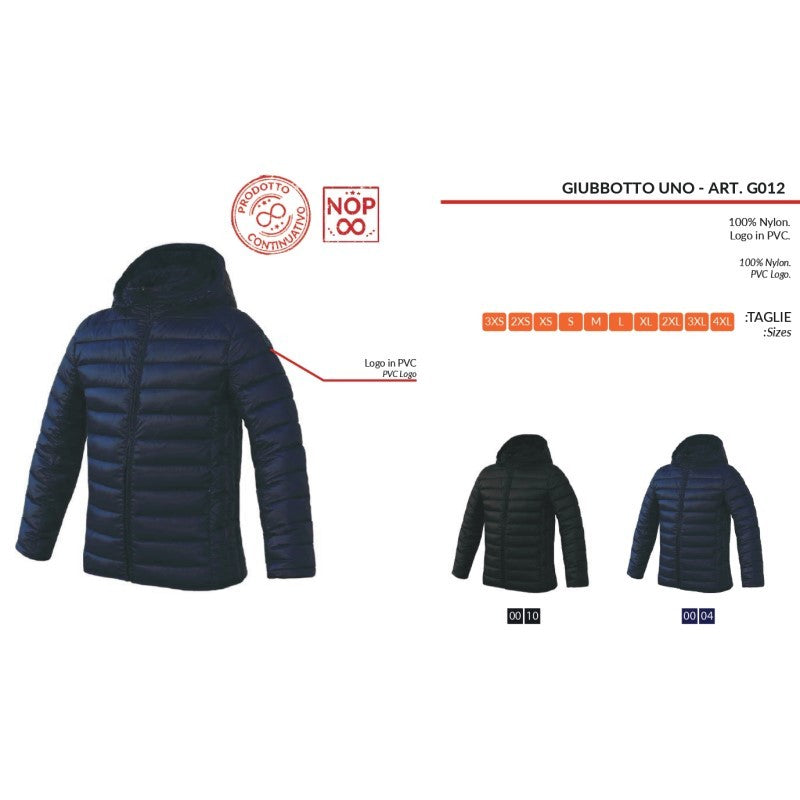 Giubbotto Uno Givova G012 Piumino con Cappuccio Unisex Blu G0120004