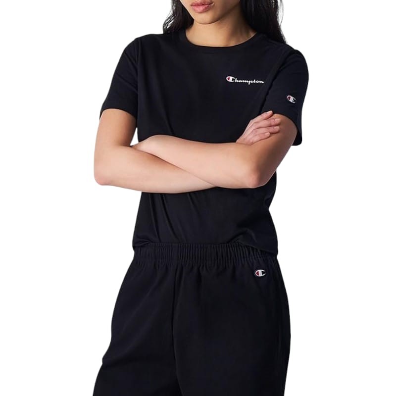 T-Shirt da Donna Champion Legacy Classics Nero Girocollo Cotone 116622KK001