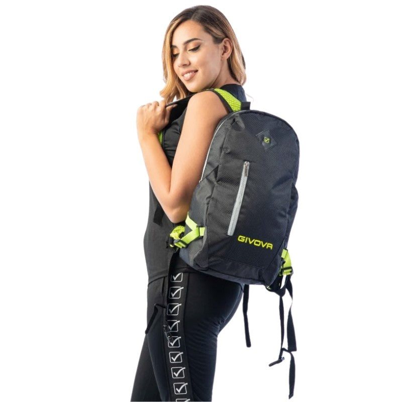 Zaino Arius Givova B040 Unisex Multitasche Nero Giallo Fluo B0401019