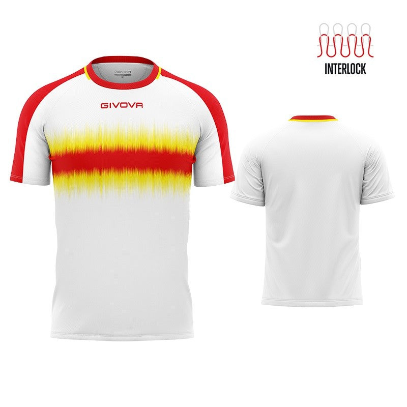 Maglia Givova Radio Shirt Interlock MA032 Calcio Rosso Giallo Unisex MA0321207